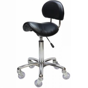 Stool G/lift Saddle + Back Black Chrome