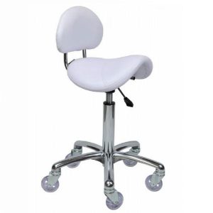 Stool G/lift Saddle + Back White Chrome