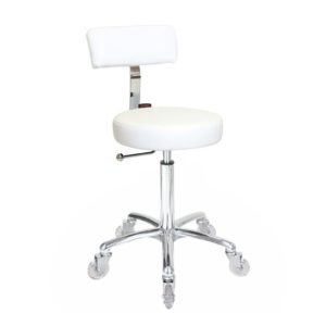 Stool G/lift With Back White Chrome